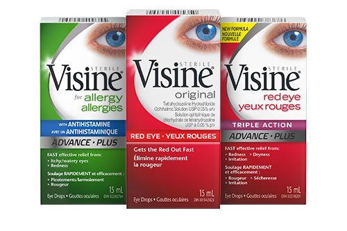 A group of Visine products
