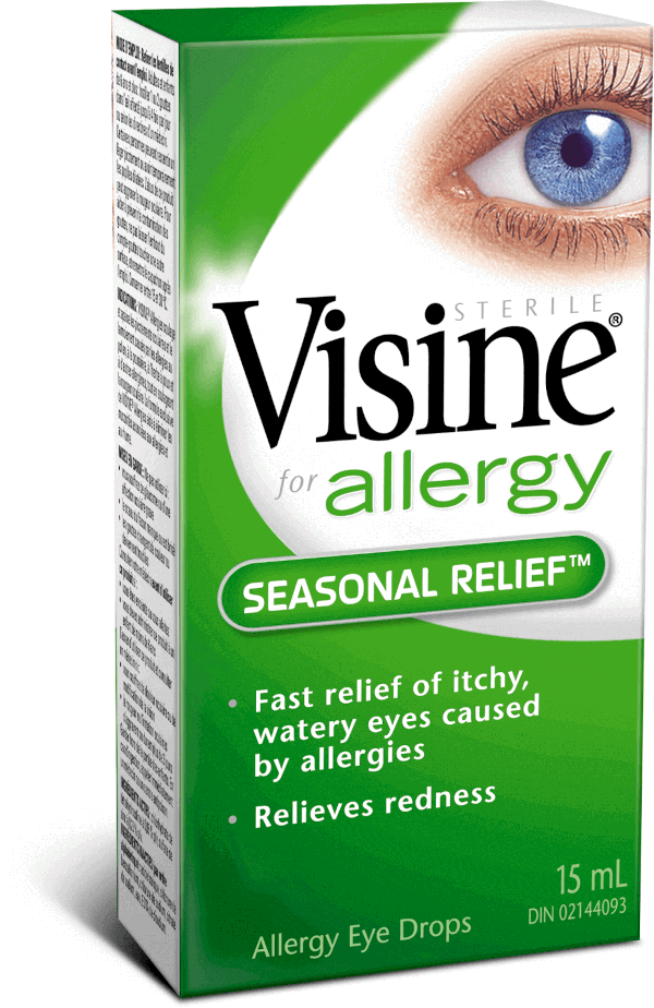 A packet of VISINE® SEASONAL RELIEF® Allergy Eye Drops, 15 Ml