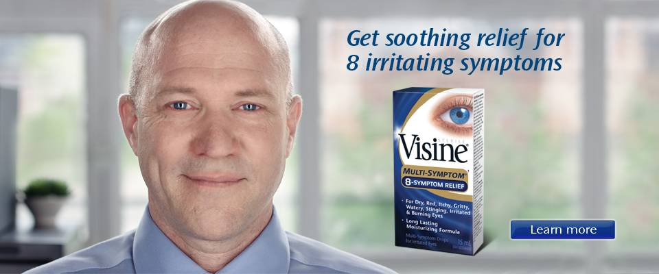 Get soothing relief for 8 irritating symptoms with Visine Multi-Symptom Relief