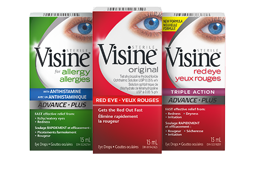 A group of Visine products